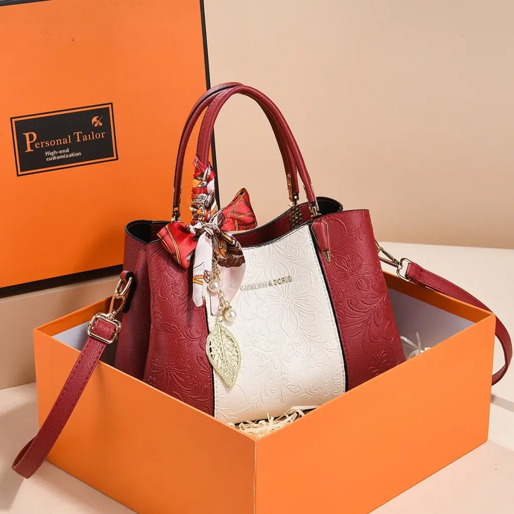 Women’s Square PU Leather Tote Bag With Sewing Thread Detail, Featuring Top Handle