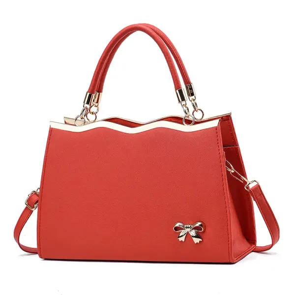 Large Color Block Basic Top Handle Bag For Women In PU Leather With Zipper Closure