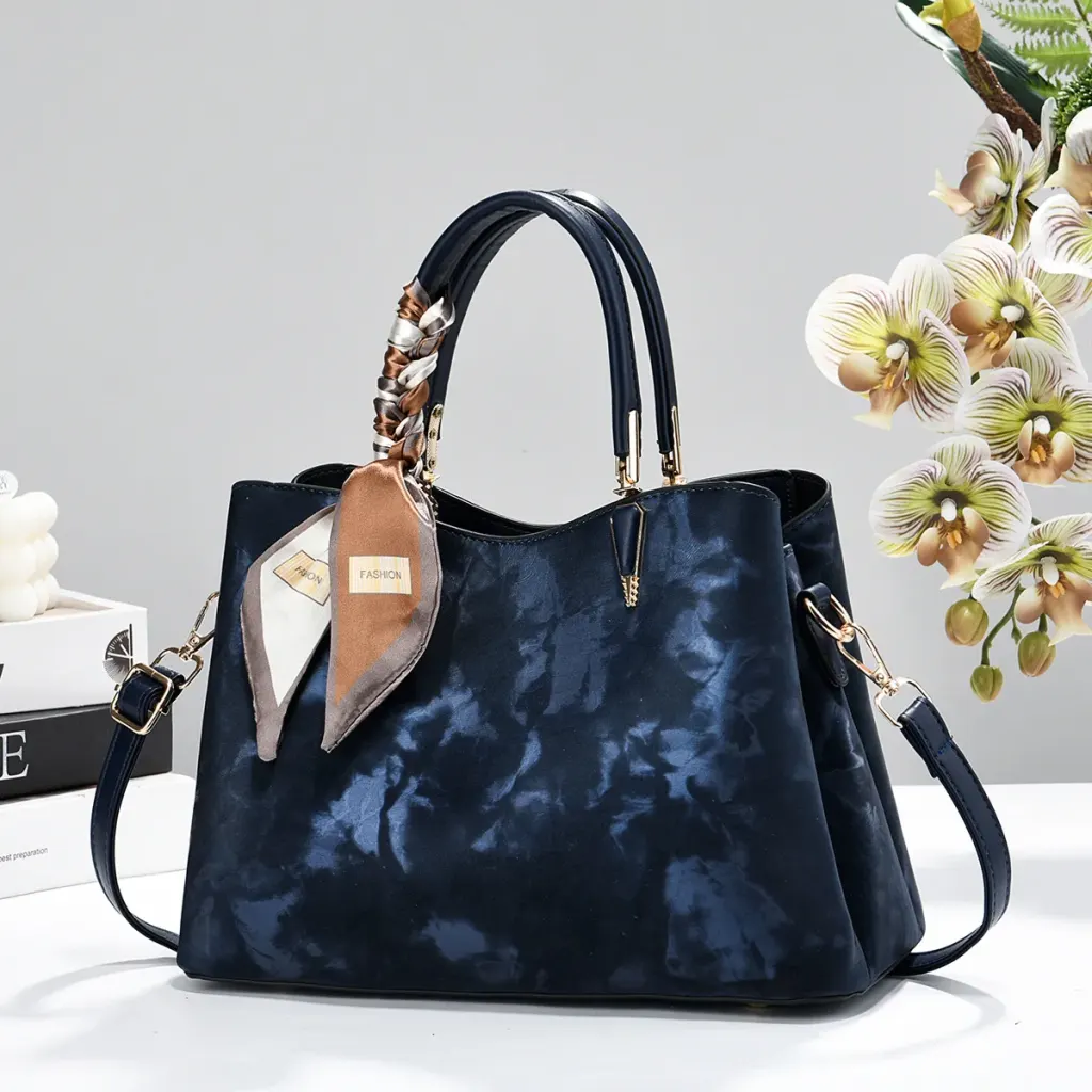 Women’s Square PU Leather Tote Bag With Sewing Thread Detail