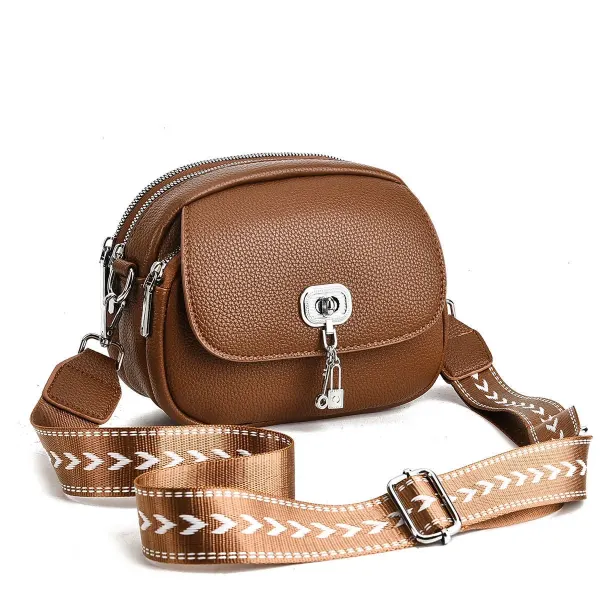Round PU Leather Circle Bag For Women Featuring Sewing Thread Design With Single Shoulder Strap