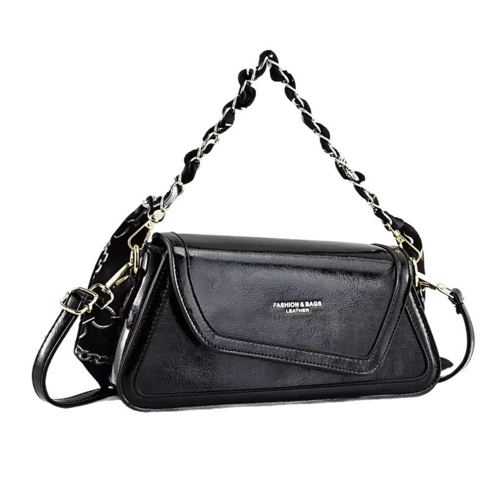 Square PU Leather Shoulder Bag For Women With Sewing Thread Detail, Single Shoulder Strap