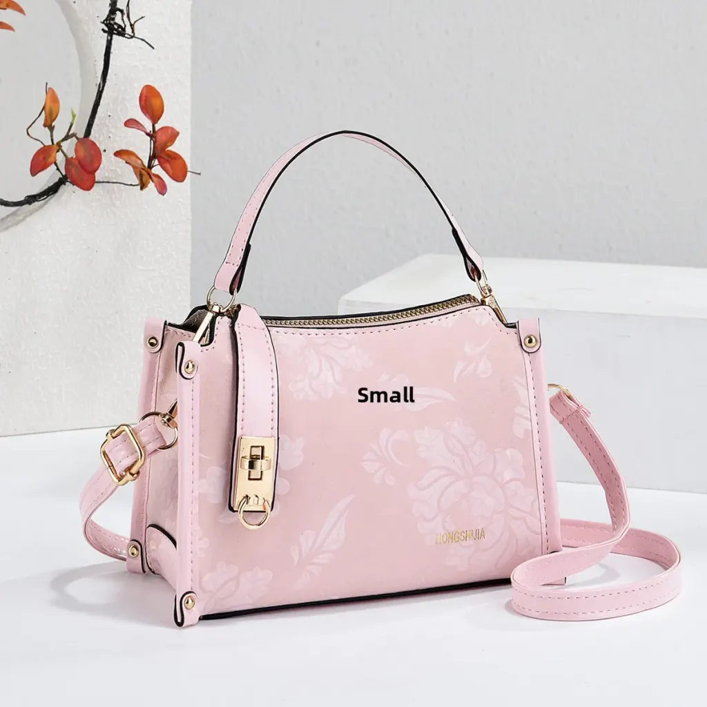 Women’s Square PU Leather Handbag With Sewing Thread Detail, Single Shoulder Strap