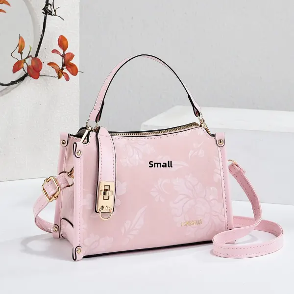 Women’s Square PU Leather Handbag With Sewing Thread Detail, Single Shoulder Strap