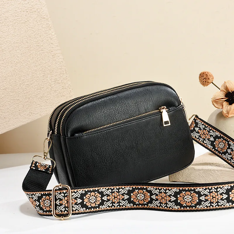 Women’s Square PU Leather Shoulder Bag With Sewing Thread Detail, Single Shoulder Strap