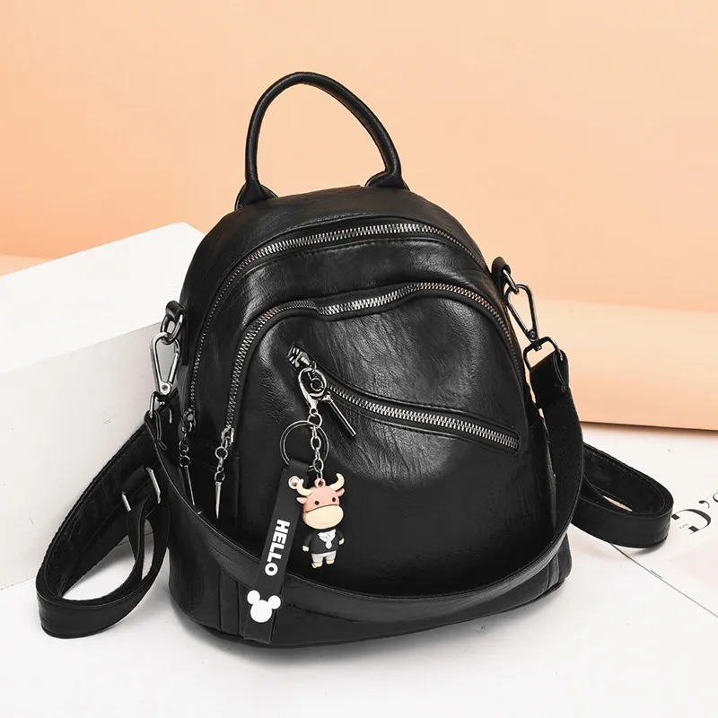 Women's Backpack Water Resistant With Sewing Thread Detail In Durable PU Material