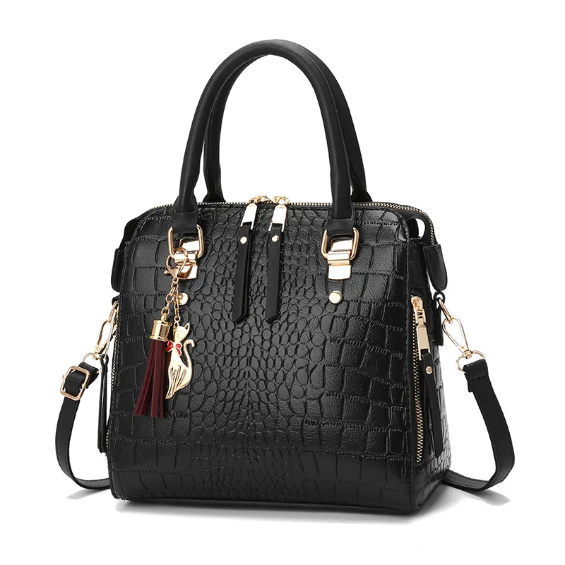 Solid Color Large PU Leather Streetwear Crossbody Shoulder Bag For Women With Zipper Closure