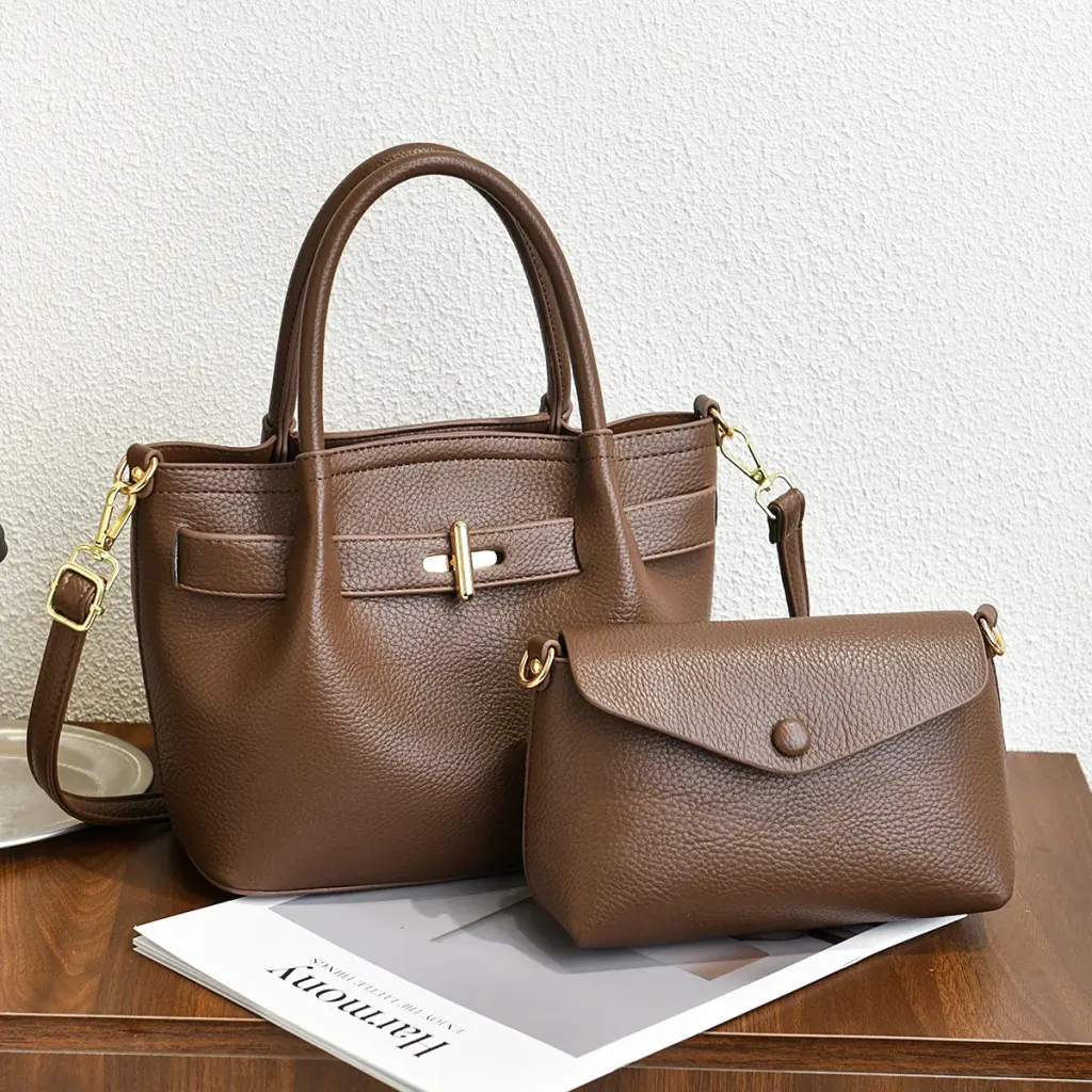 Women PU Leather Bucket Tote Bag With Sewing Thread Detailing And Folds, Top Handle Style For Spring