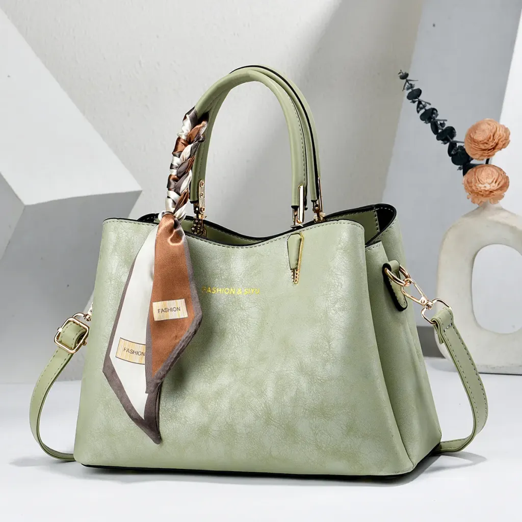 Women’s Square PU Leather Tote Bag With Sewing Thread Detail, Top Handle