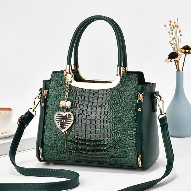 Square PU Crocodile Pattern Ladies Handbag With Single Shoulder Strap