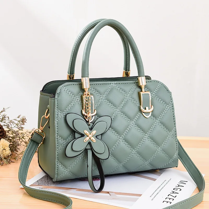 Solid Color Medium PU Leather Top Handle Bag For Women With Zipper Closure, Basic Style Shoulder Bag