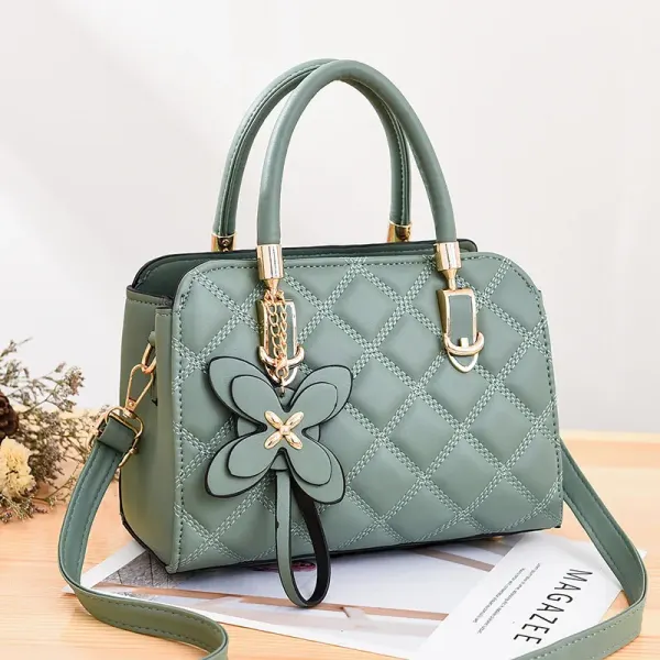 Solid Color Medium PU Leather Top Handle Bag For Women With Zipper Closure, Basic Style Shoulder Bag