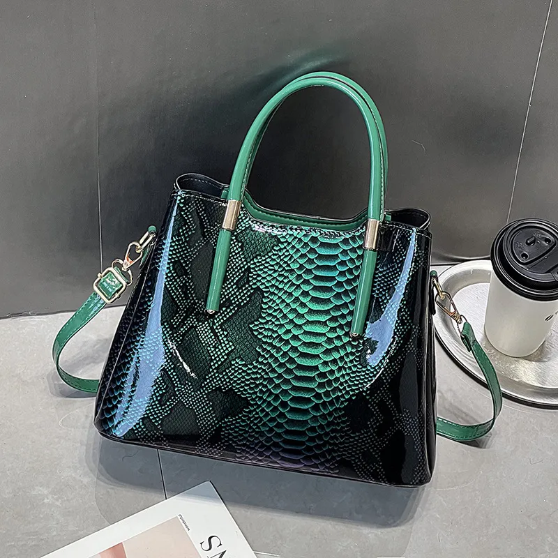 Crocodile Print Square Handbag