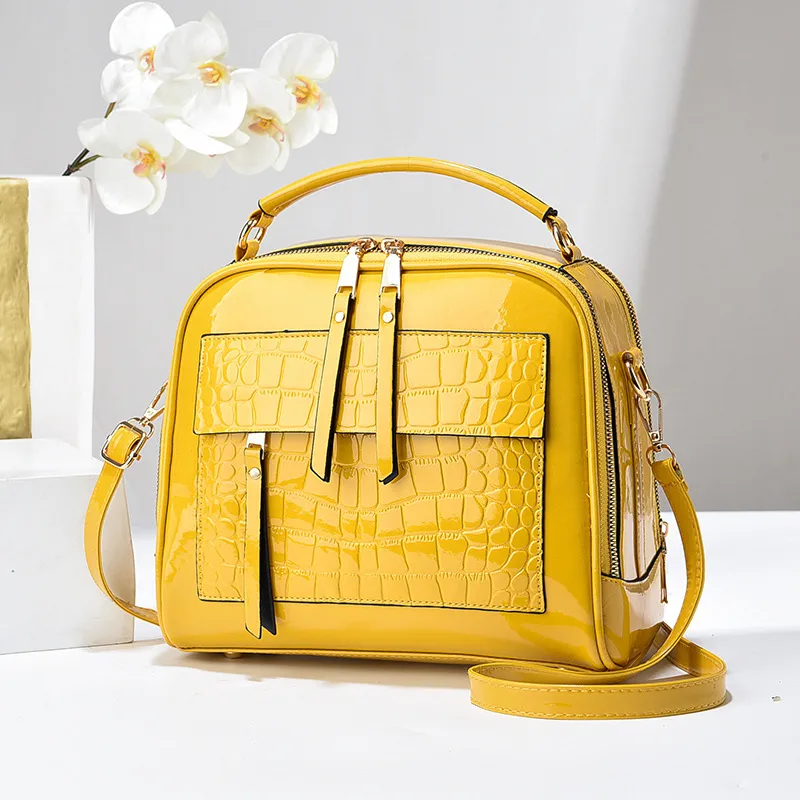 Crocodile Stitched Square Shoulder Bag