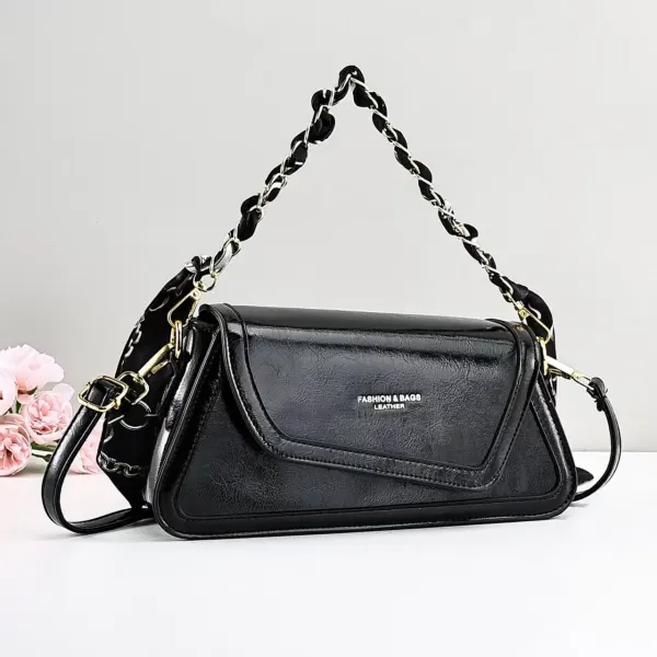 Square PU Leather Shoulder Bag For Women With Sewing Thread Detail, Single Shoulder Strap