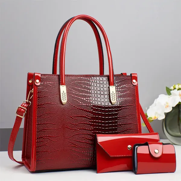 Crocodile Zip Square Bag Set