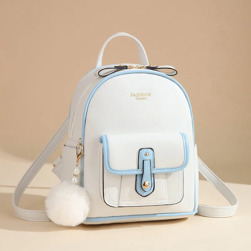 Color Block Women's Backpack In PU Material With Breathable Design