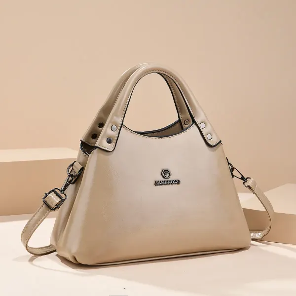 Square PU Leather Tote Bag For Women Featuring Sewing Thread Design With Top Handle