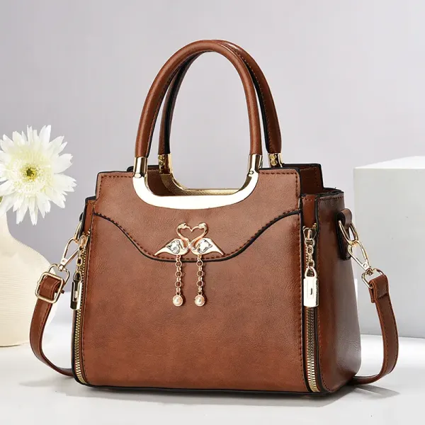 Medium Square PU Tote Bag With Zipper Closure Featuring Sewing Thread Detail In Streetwear Style