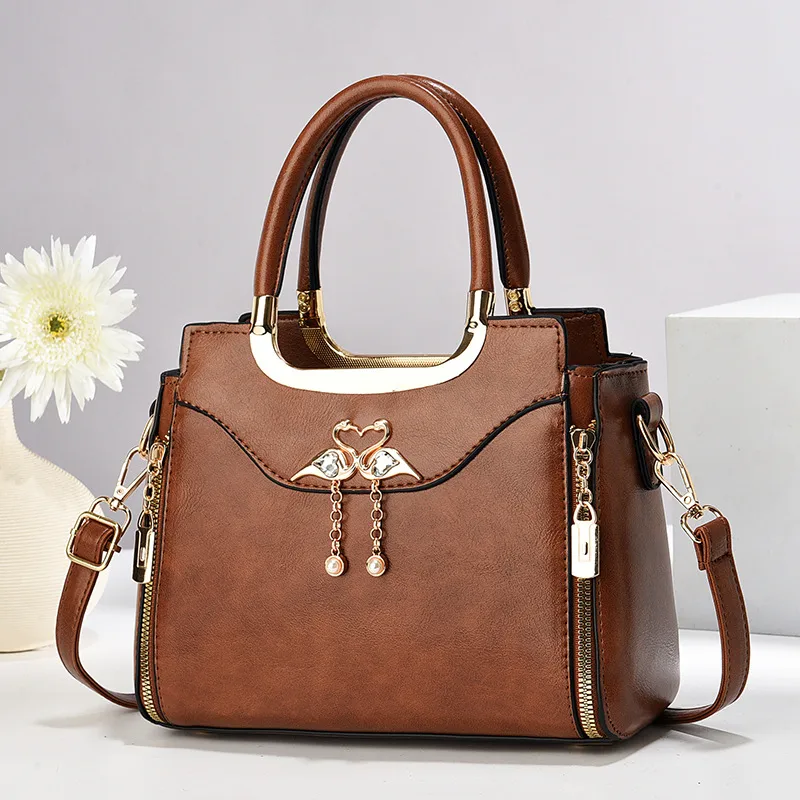 Medium Square PU Tote Bag With Zipper Closure Featuring Sewing Thread Detail In Streetwear Style Main image