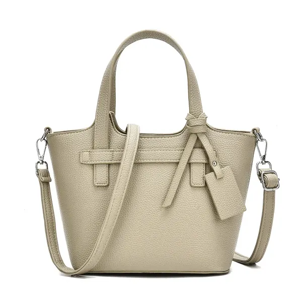 Women's PU Leather Bucket Shoulder Bag With Sewing Thread Detail, Featuring Single Shoulder Strap
