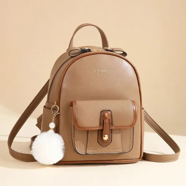 Color Block Women's Backpack In PU Material With Breathable Design