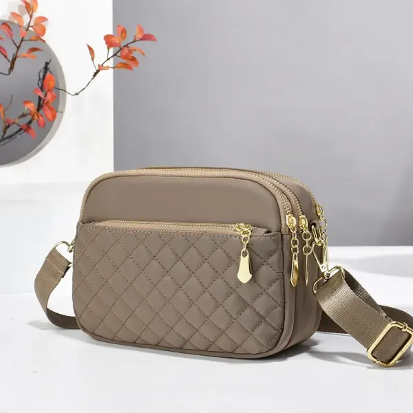 Square Canvas Crossbody Bag For Women In Solid Color Featuring Sewing Thread Detail And Single Shoulder Strap