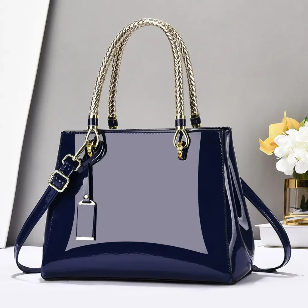 Square PU Leather Shoulder Bag With Sewing Thread Detail, Large Capacity, Single Shoulder Strap