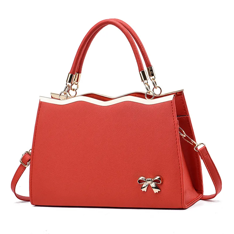 Large Color Block Basic Top Handle Bag For Women In PU Leather With Zipper Closure