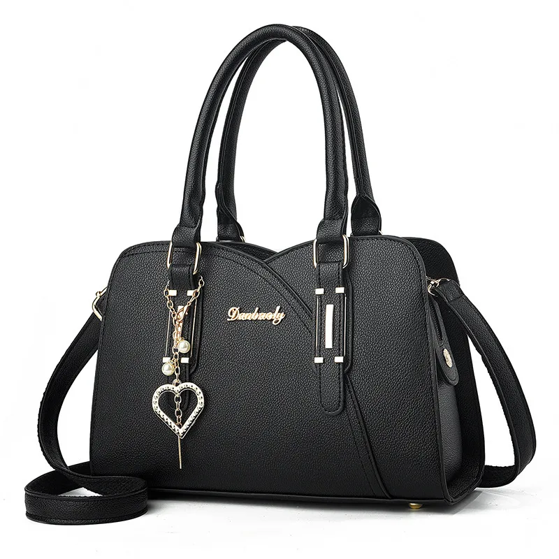Elegant Solid Color Square PU Leather Shoulder Bag For Women With Zipper Closure