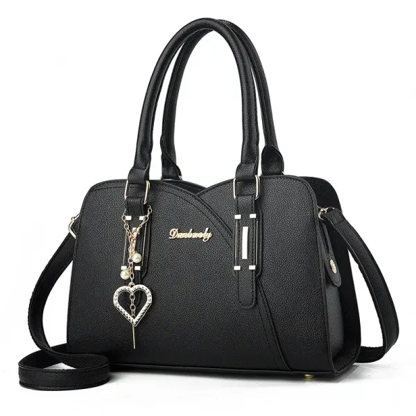 Elegant Solid Color Square PU Leather Shoulder Bag For Women With Zipper Closure