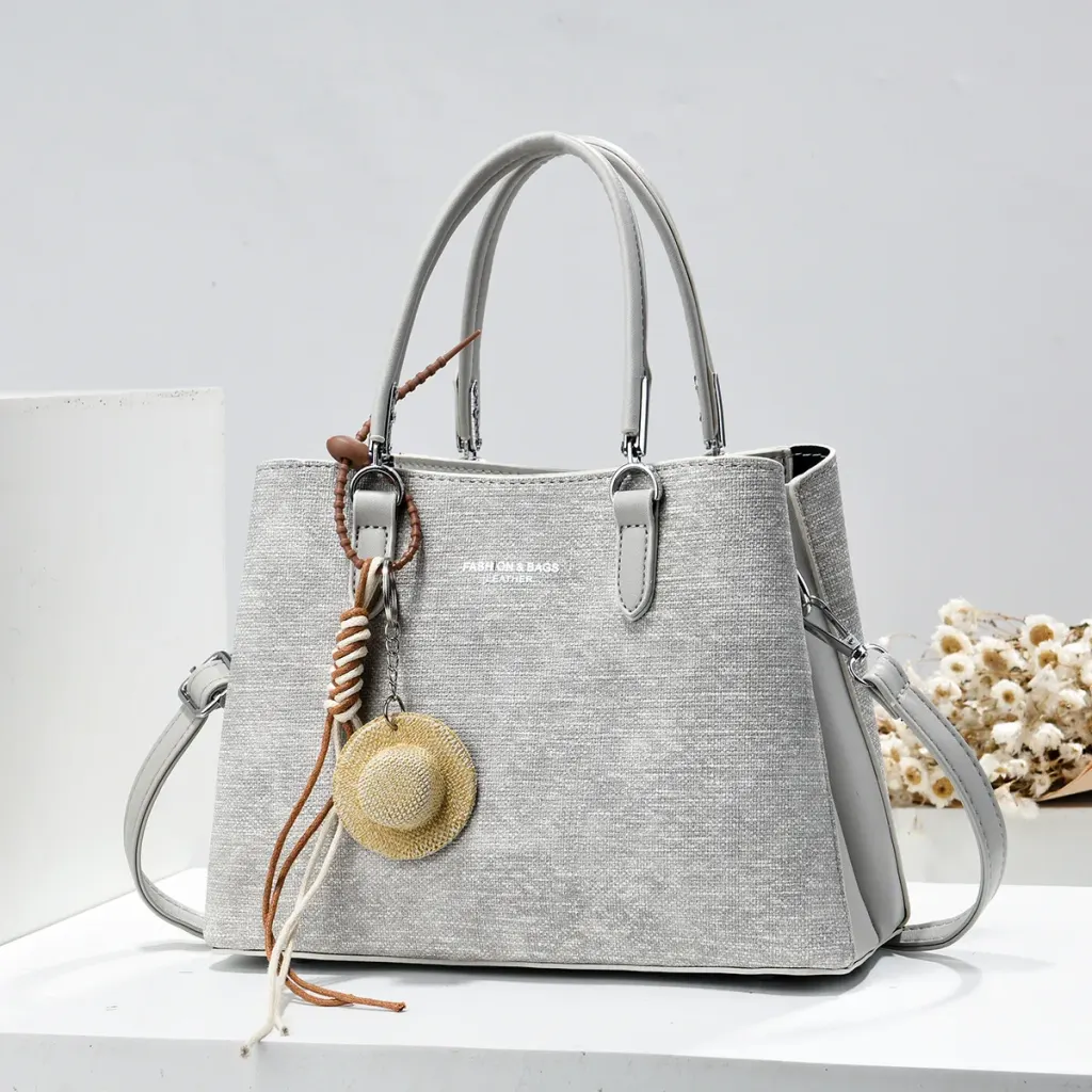 Splicing Square PU Leather Tote Bag For Women With Sewing Thread Design, Top Handle And Large Capacity