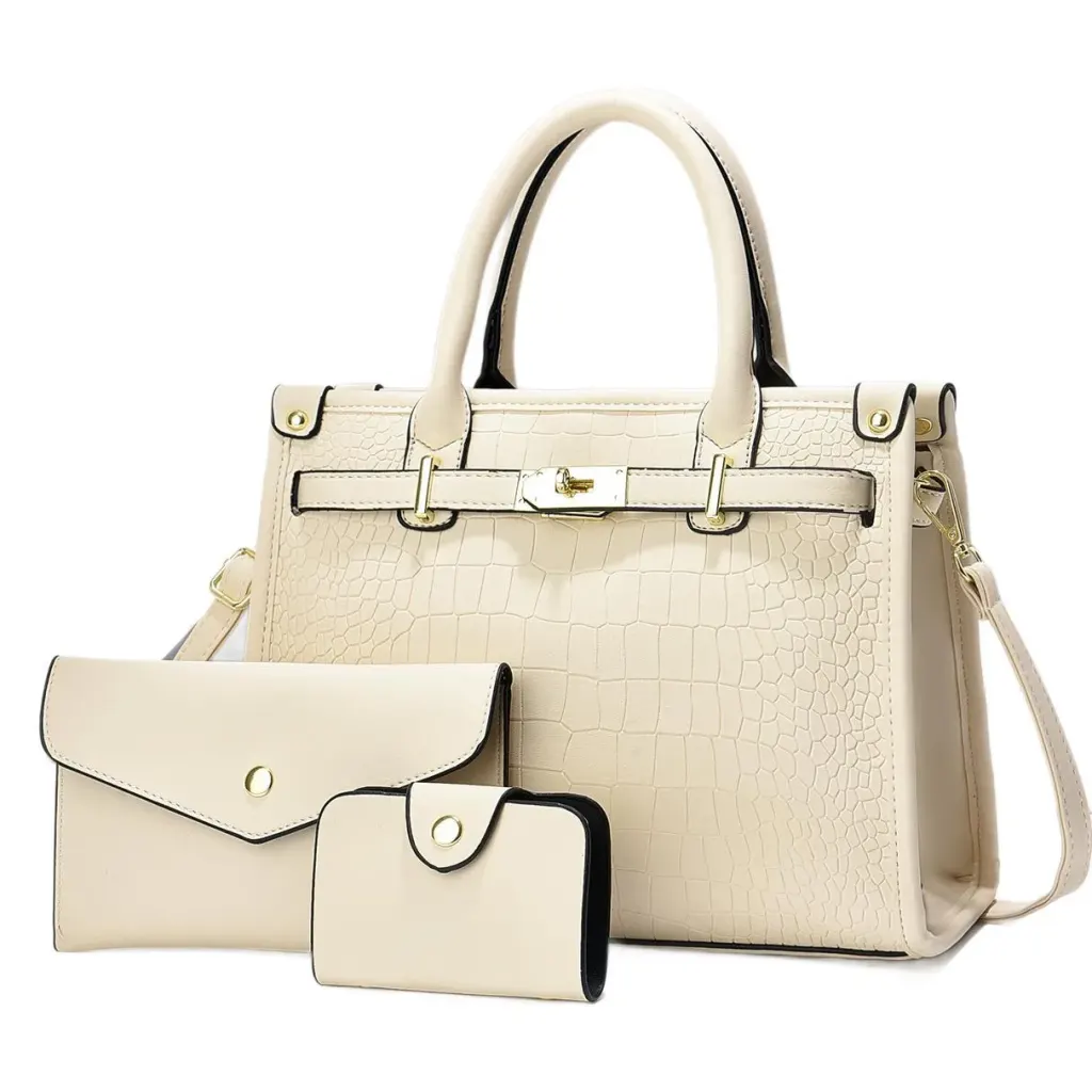 Medium Square PU Shoulder Bag With Zipper Closure And Double Shoulder Straps, Polyester Lining Ladies Handbag