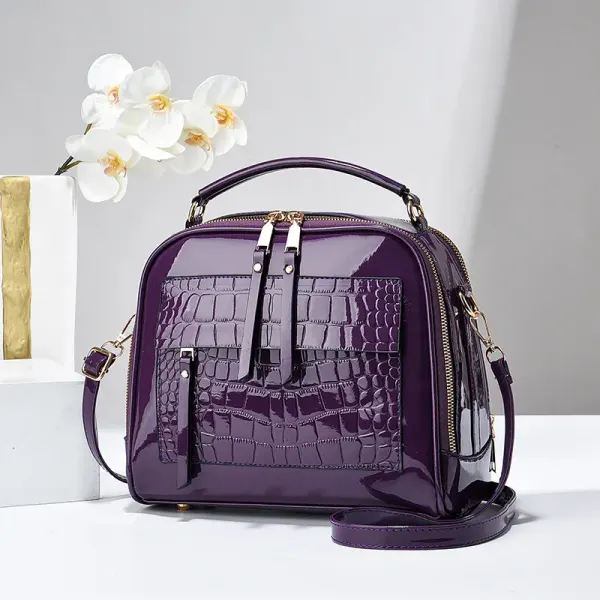 Crocodile Stitched Square Shoulder Bag