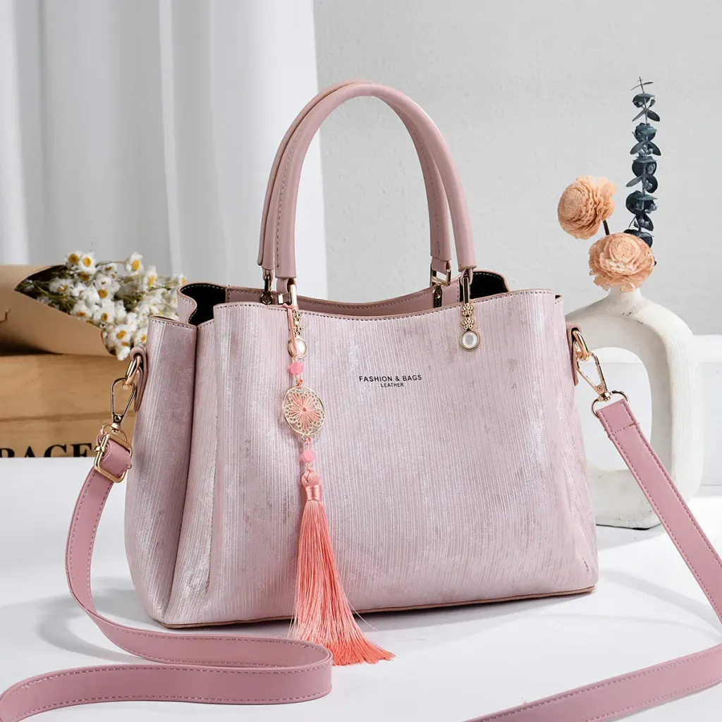 Solid Color Square PU Leather Tote Bag For Women Featuring Sewing Thread Design