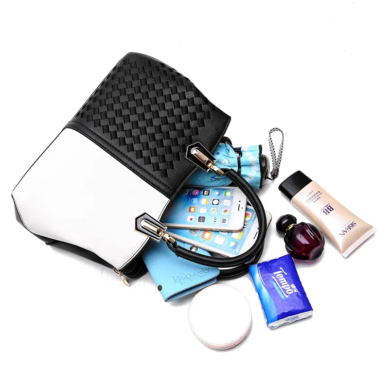 Woven-Pattern Vegan Leather Crossbody Bag