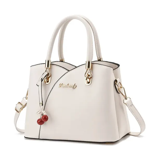 Elegant Large Solid Color Women’s PU Leather Handbag With Drawstring Buckle Closure, Classic Shoulder Bag