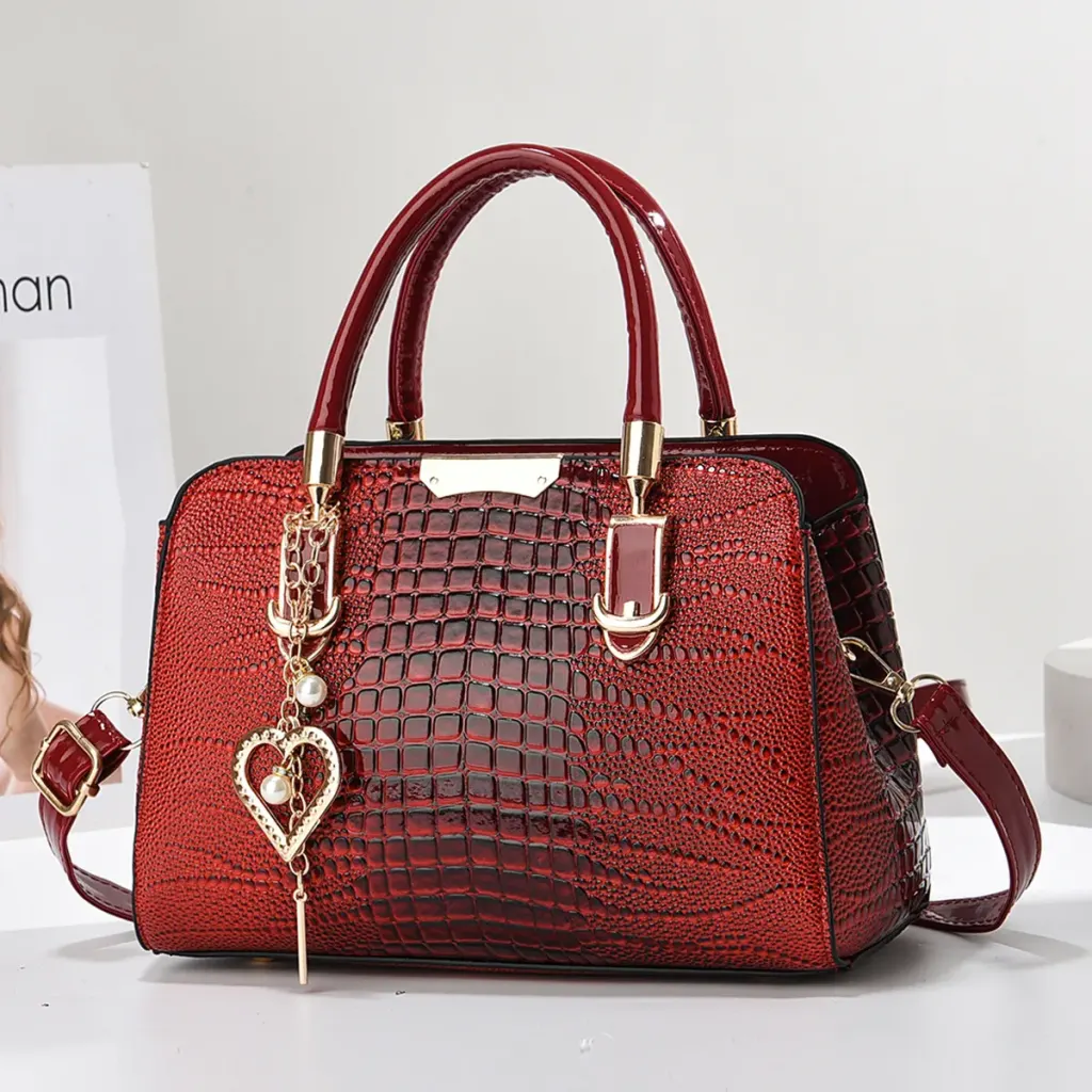 Square PU Crocodile Pattern Shoulder Bag For Women With Single Shoulder Strap Stylish Ladies Shoulder Bag