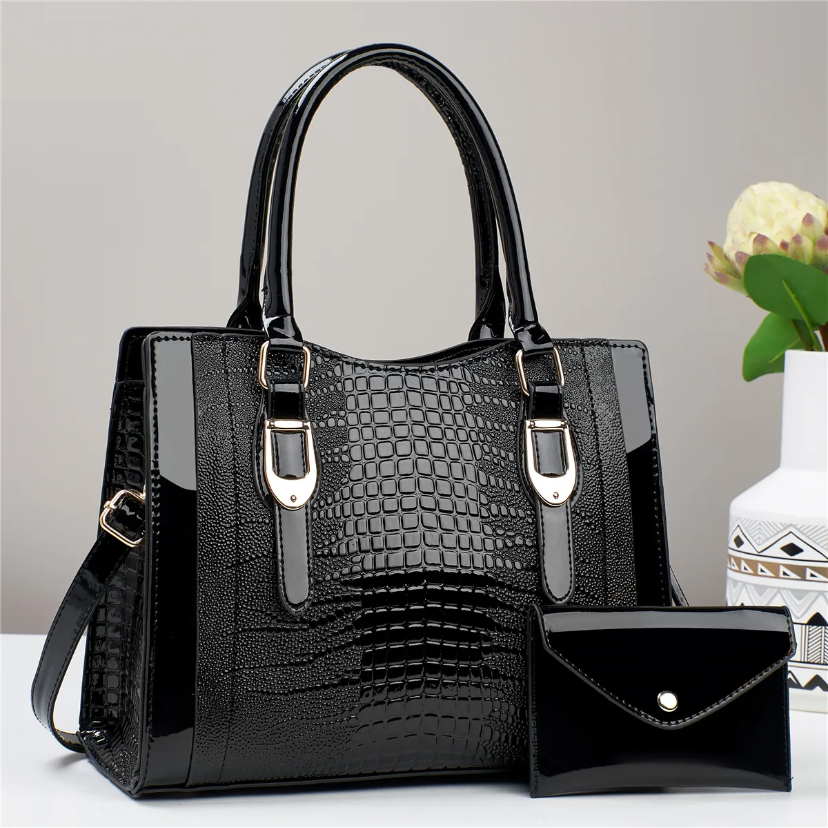 Crocodile Square Shoulder Bag