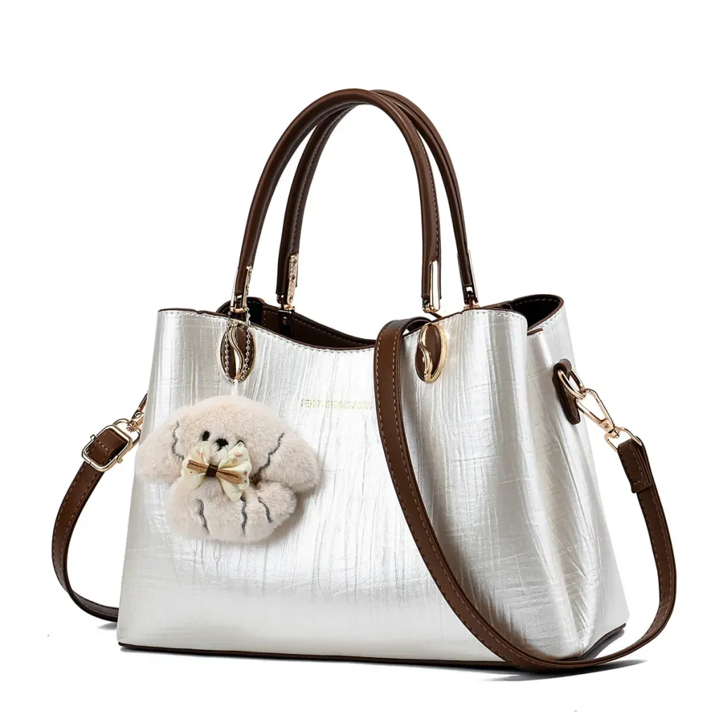 Women's Square PU Leather Shoulder Bag With Sewing Thread Detail, Single Shoulder Strap