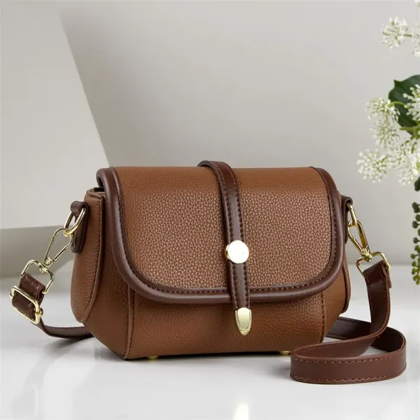 Women’s Color Block Square Saddle Bag In Polyester With Sewing Thread Detail And Single Shoulder Strap