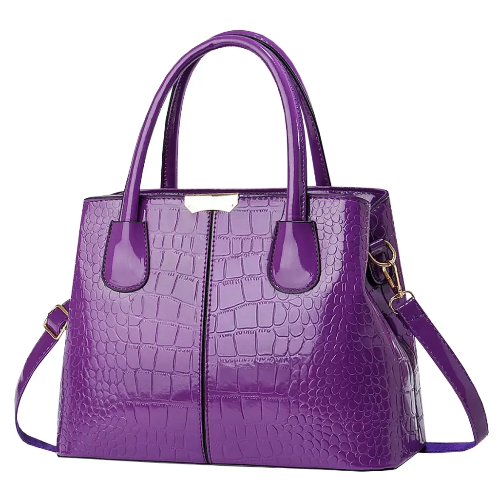 Elegant Large Solid Color PU Leather Crossbody Bag For Women With Zipper Closure, Top Handle Design
