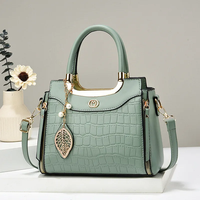 Medium Square PU Shoulder Bag For Women Featuring Sewing Thread Detail With Zipper Closure And PU Lining