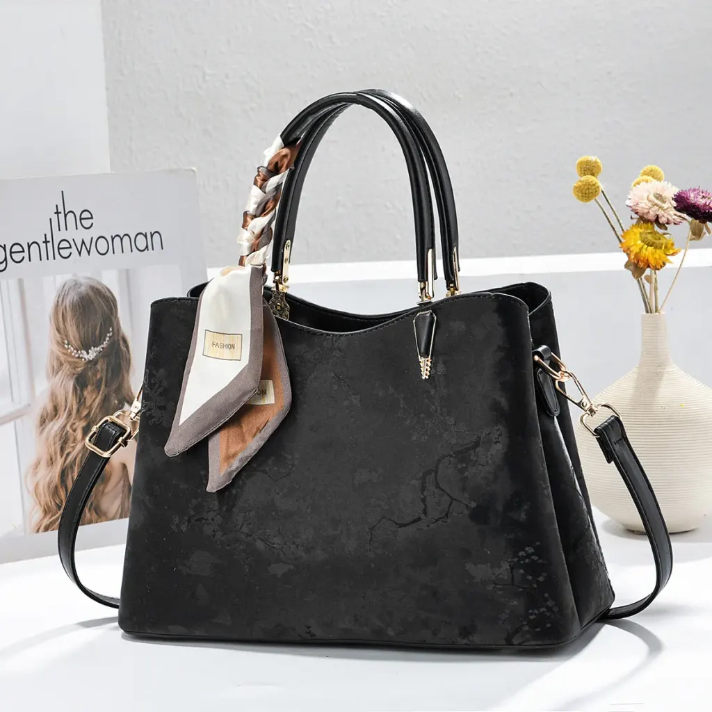 Ombre Square PU Leather Tote Bag For Women Featuring Sewing Thread Design