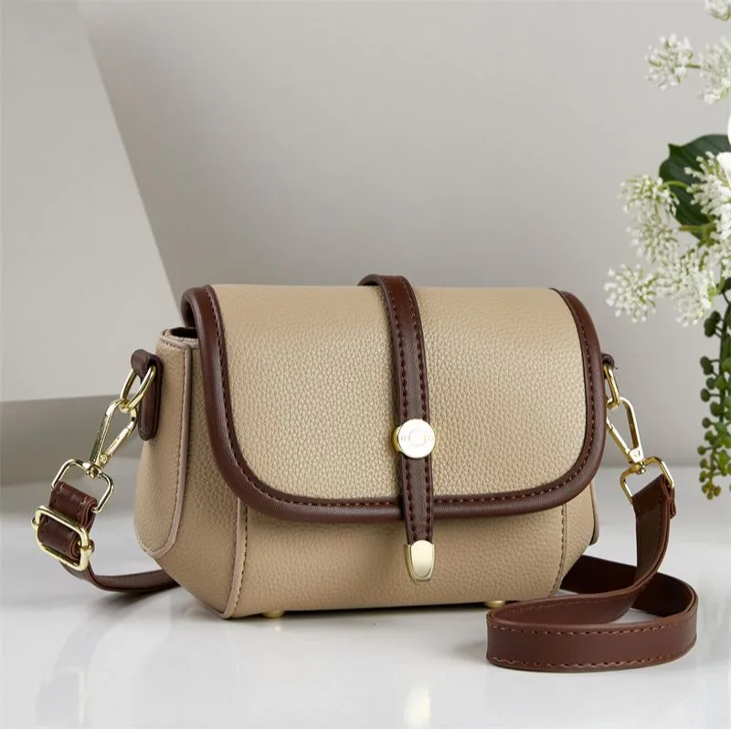 Women’s Color Block Square Saddle Bag In Polyester With Sewing Thread Detail And Single Shoulder Strap