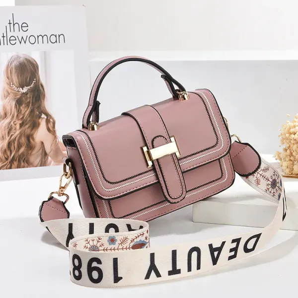 Classic Style Solid Color PU Shoulder Bag For Women With Sewing Thread Detail And Flip Cover Closure In Square Shape