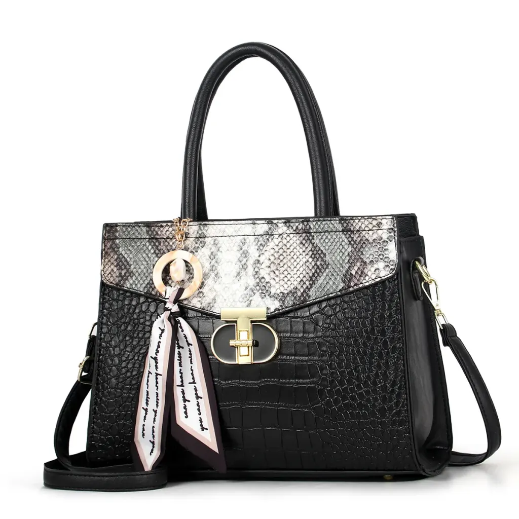 Medium Square PU Tote Bag For Women In Multicolor Streetwear Style With Zipper Closure