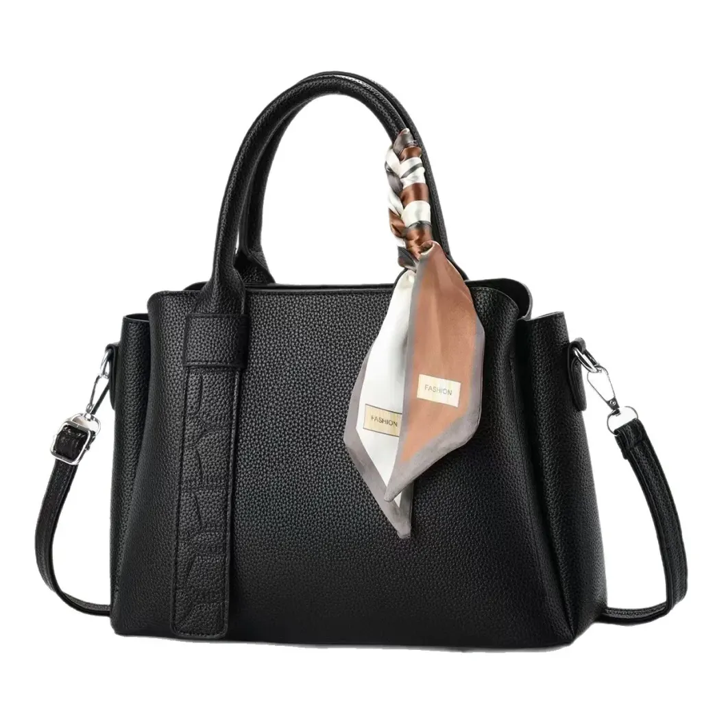 Women’s Square Polyester Tote Bag With Sewing Thread Detail, Top Handle Style For Spring And Summer