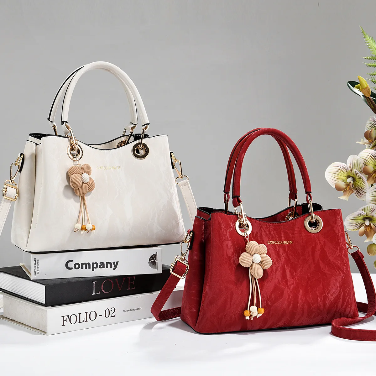 Square PU Leather Tote Bag For Women With Sewing Thread Detail And Top Handle Main image