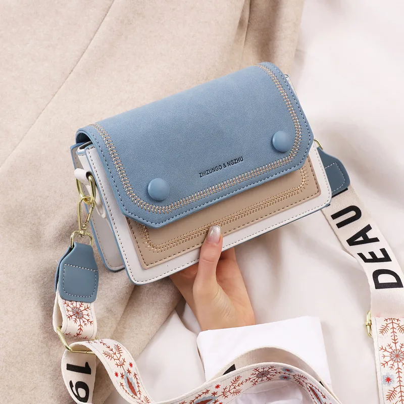 Color Block Small Pu Leather Shoulder Bag For Women With Zipper Buckle Closure In Artistic Chinese Style