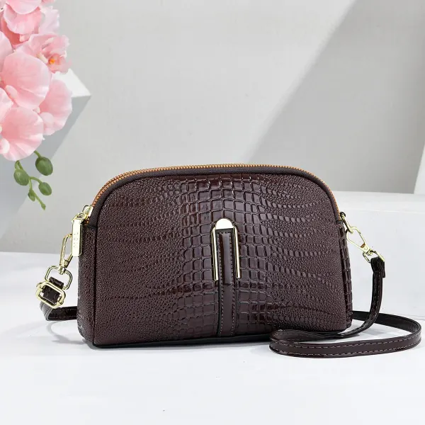 Women’s Crocodile Pattern PU Leather Crossbody Bag With Shell Shape And Sewing Thread Detail